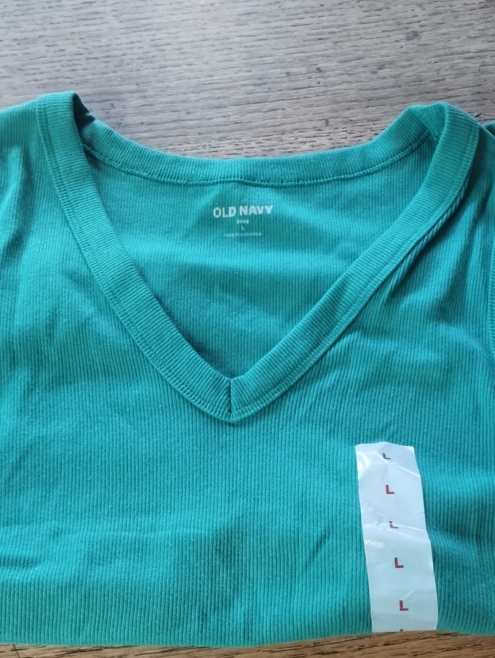 Old Navy Teal Ribbed V-Neck Short Sleeve Top